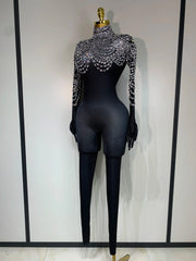 Audre Luxury Rhinestone Stretch Jumpsuit