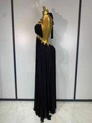 Alyn Sexy Cutout Backless White Black Maxi Long Dress