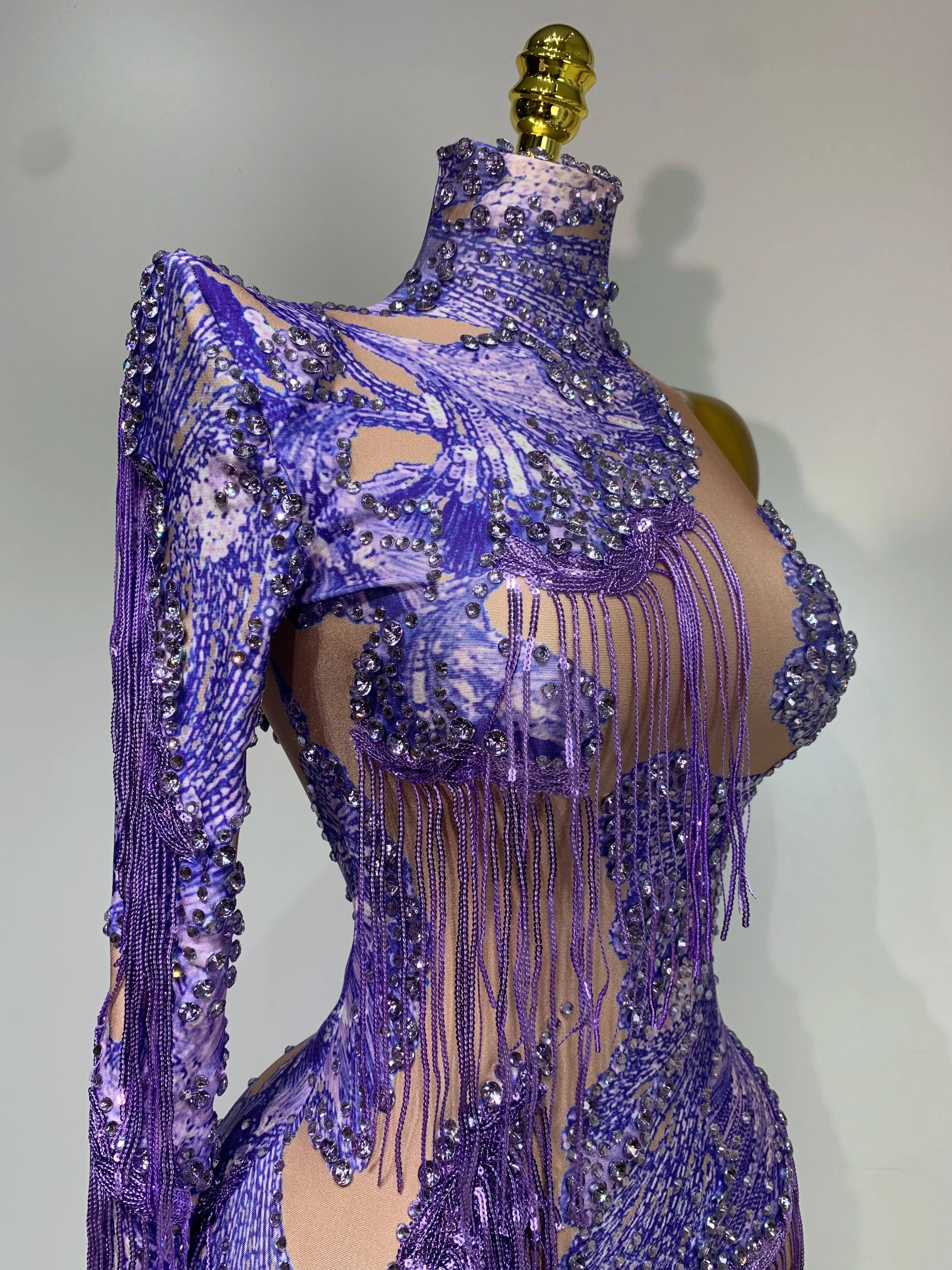 Celeste Purple Fringe Bodysuit
