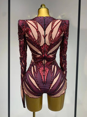Alexis Sexy Sparkly Rhinestone Crystal Leotard Bodysuit