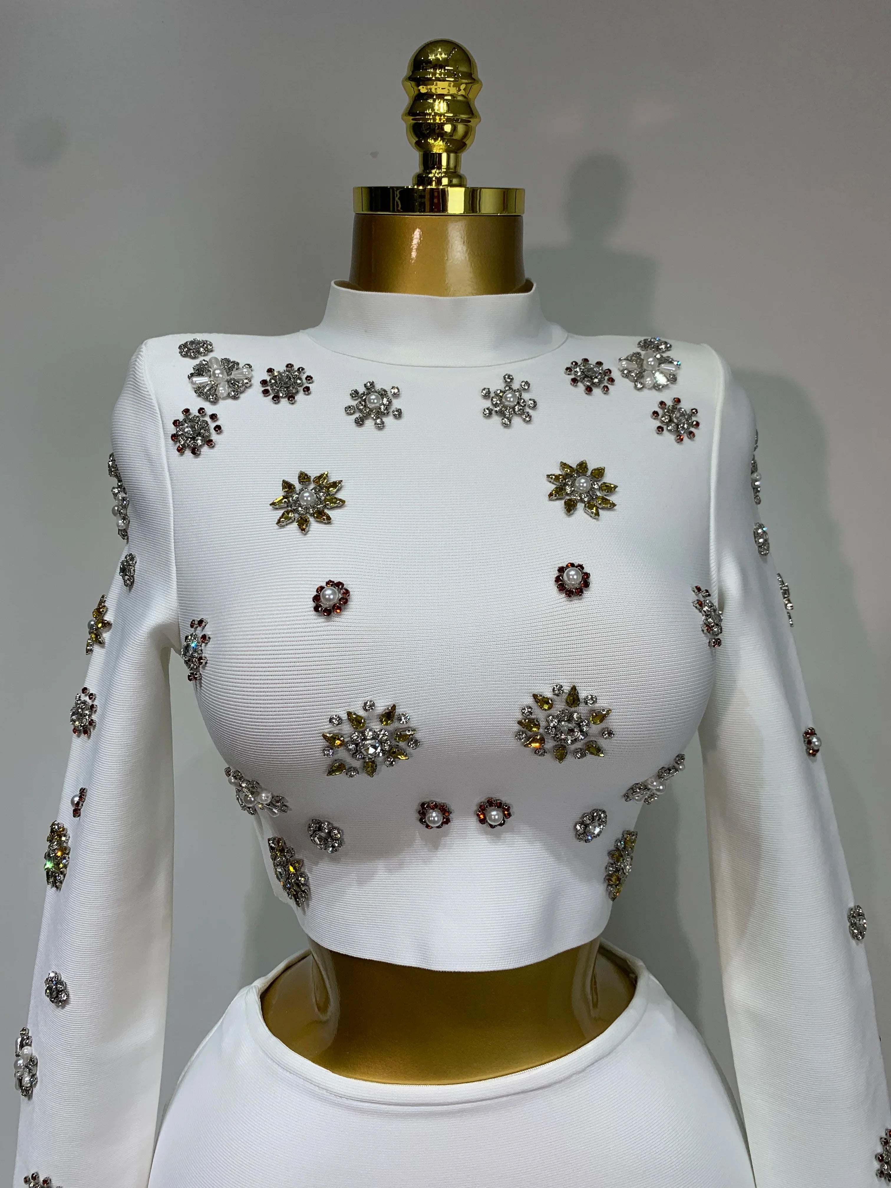 Claudia Luxury Pearl & Diamond Two-Piece Set – Women's Long Sleeve