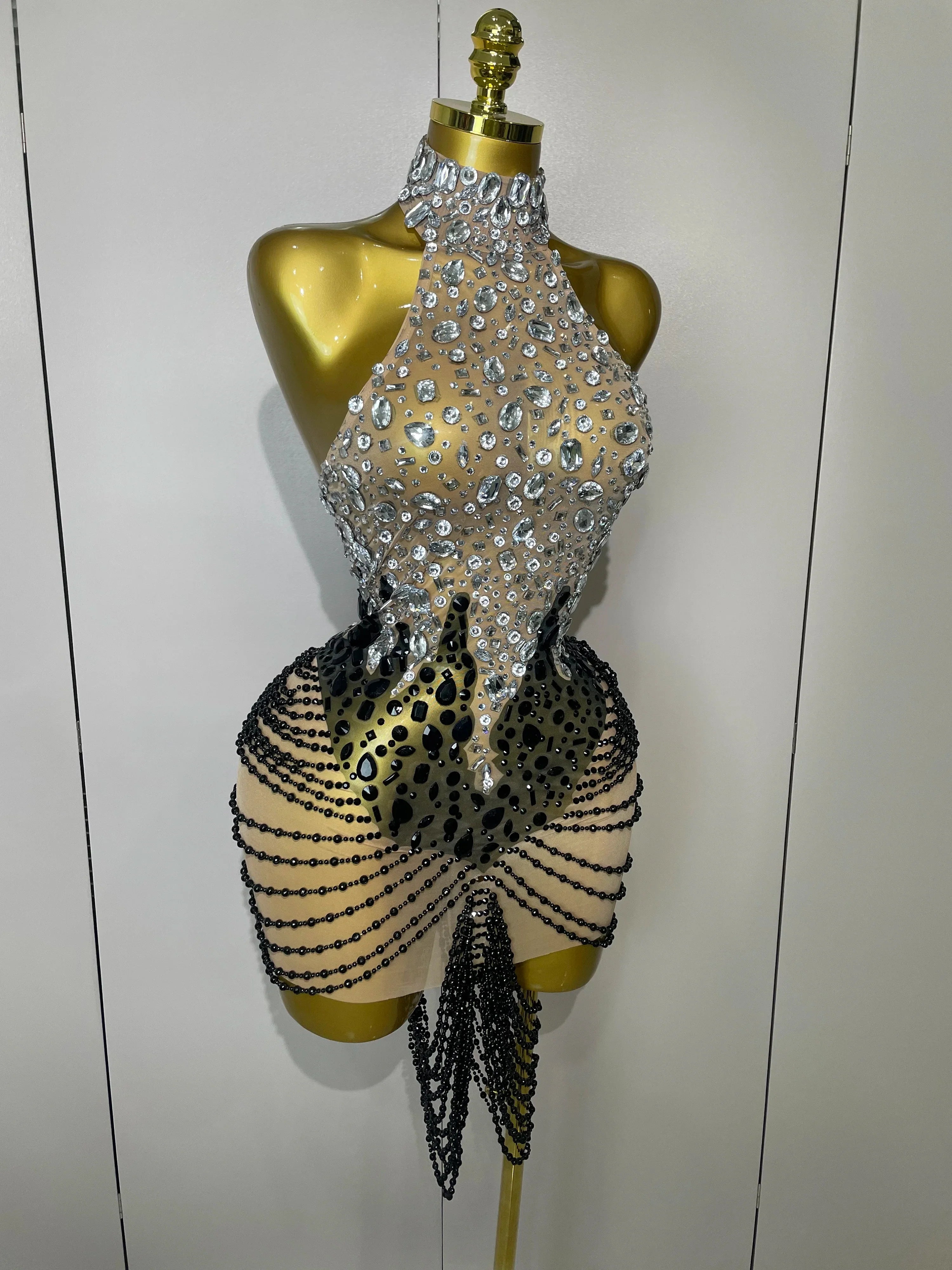 Avenly Sparkly Crystals Beading Mini Dress