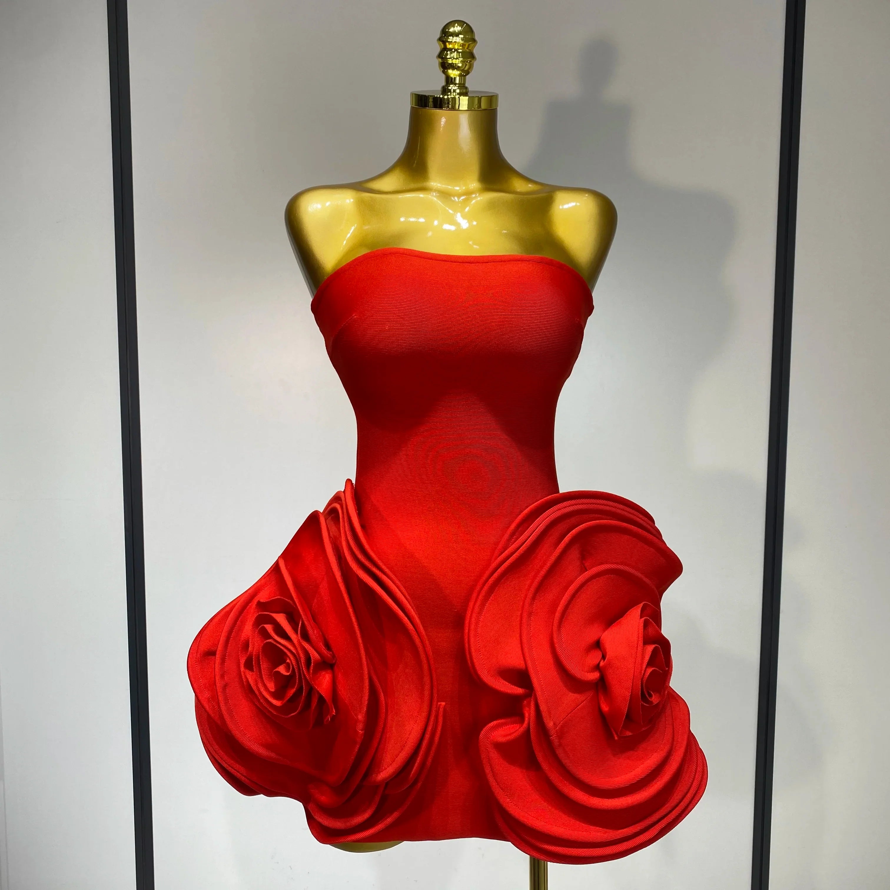 Brielle Red Strapless Bandage Dress