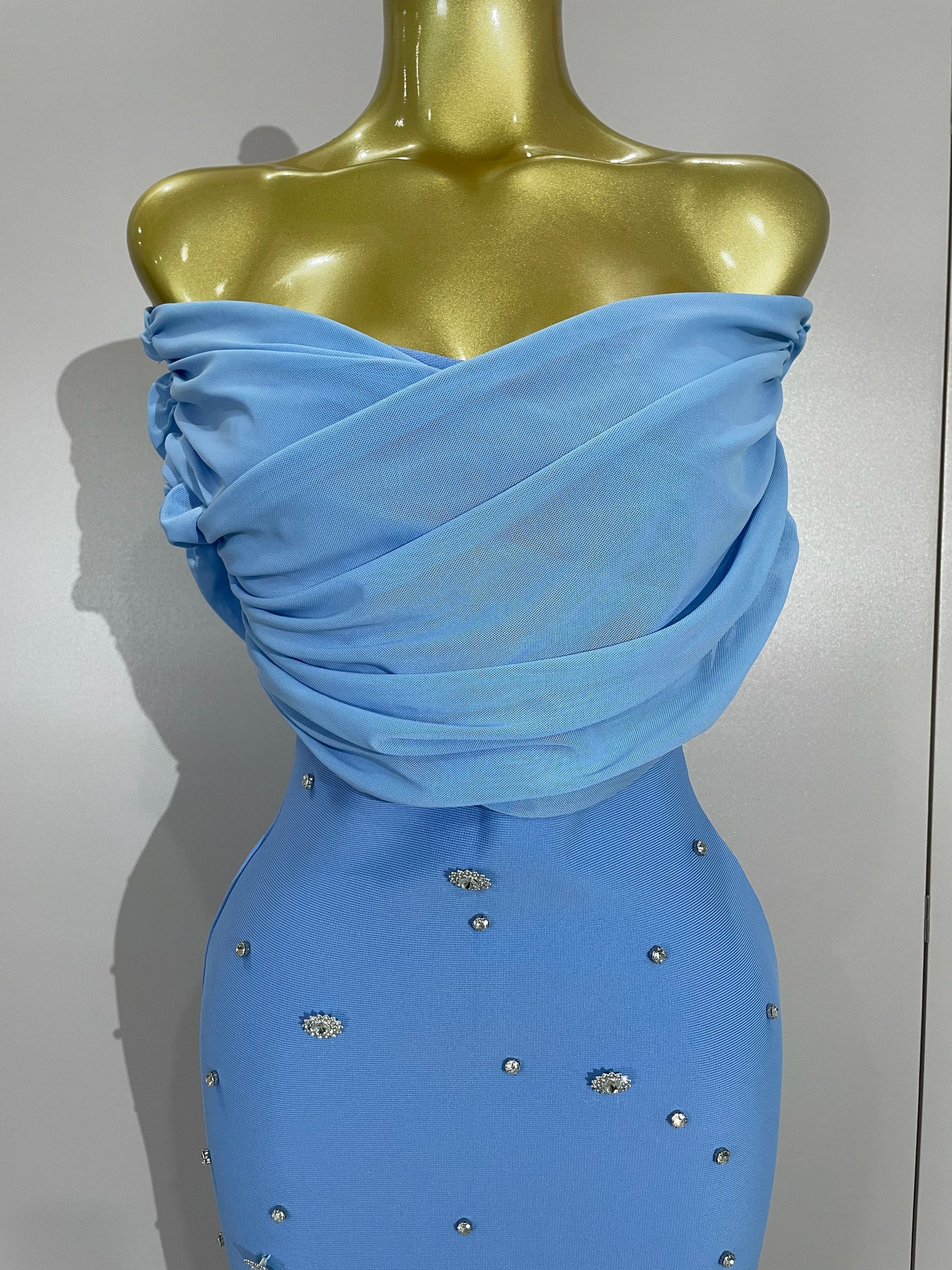 Crissy Crystal Sexy Off-The-Shoulder Bodycon Bandage Long Dress