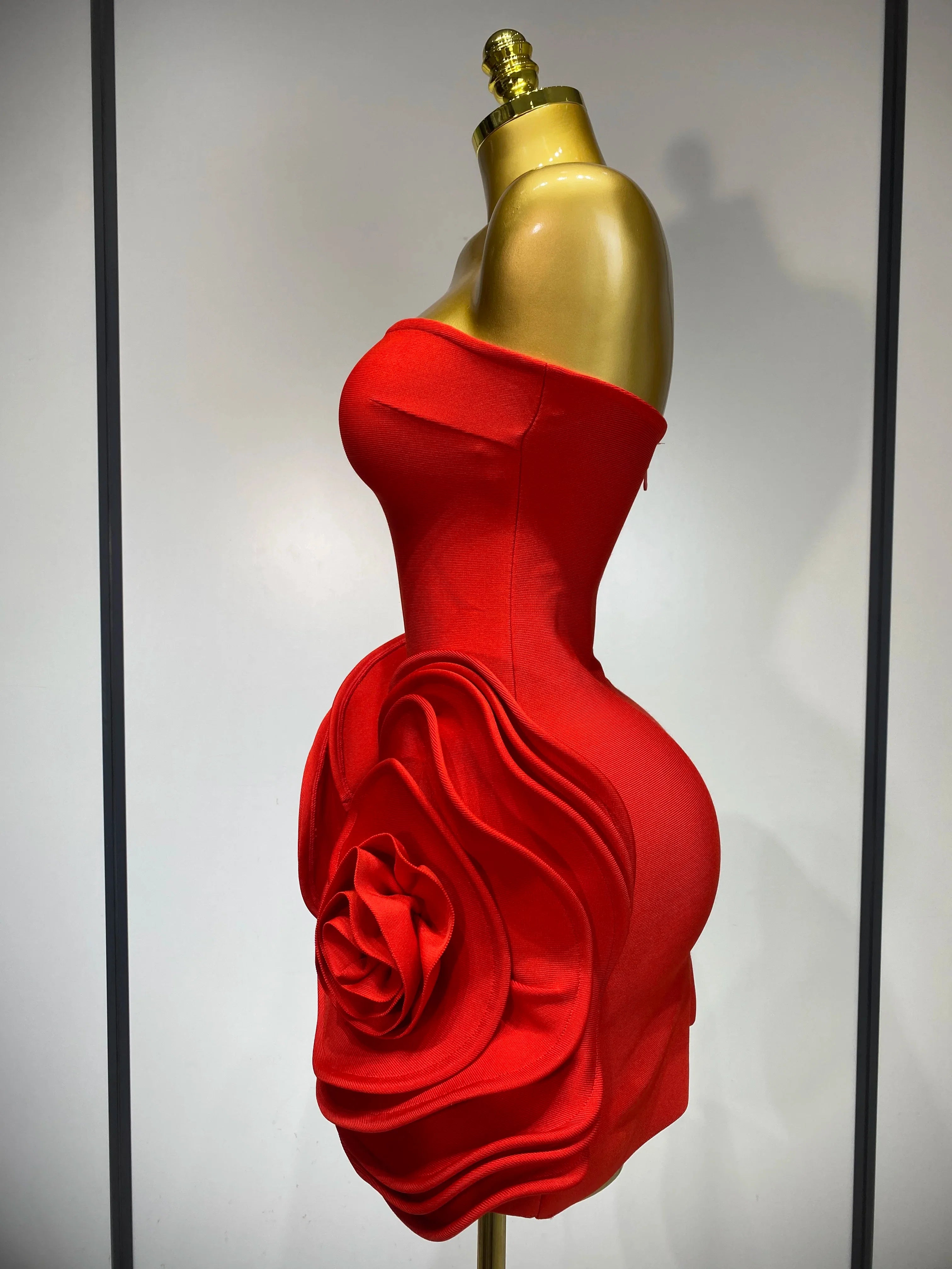 Brielle Red Strapless Bandage Dress
