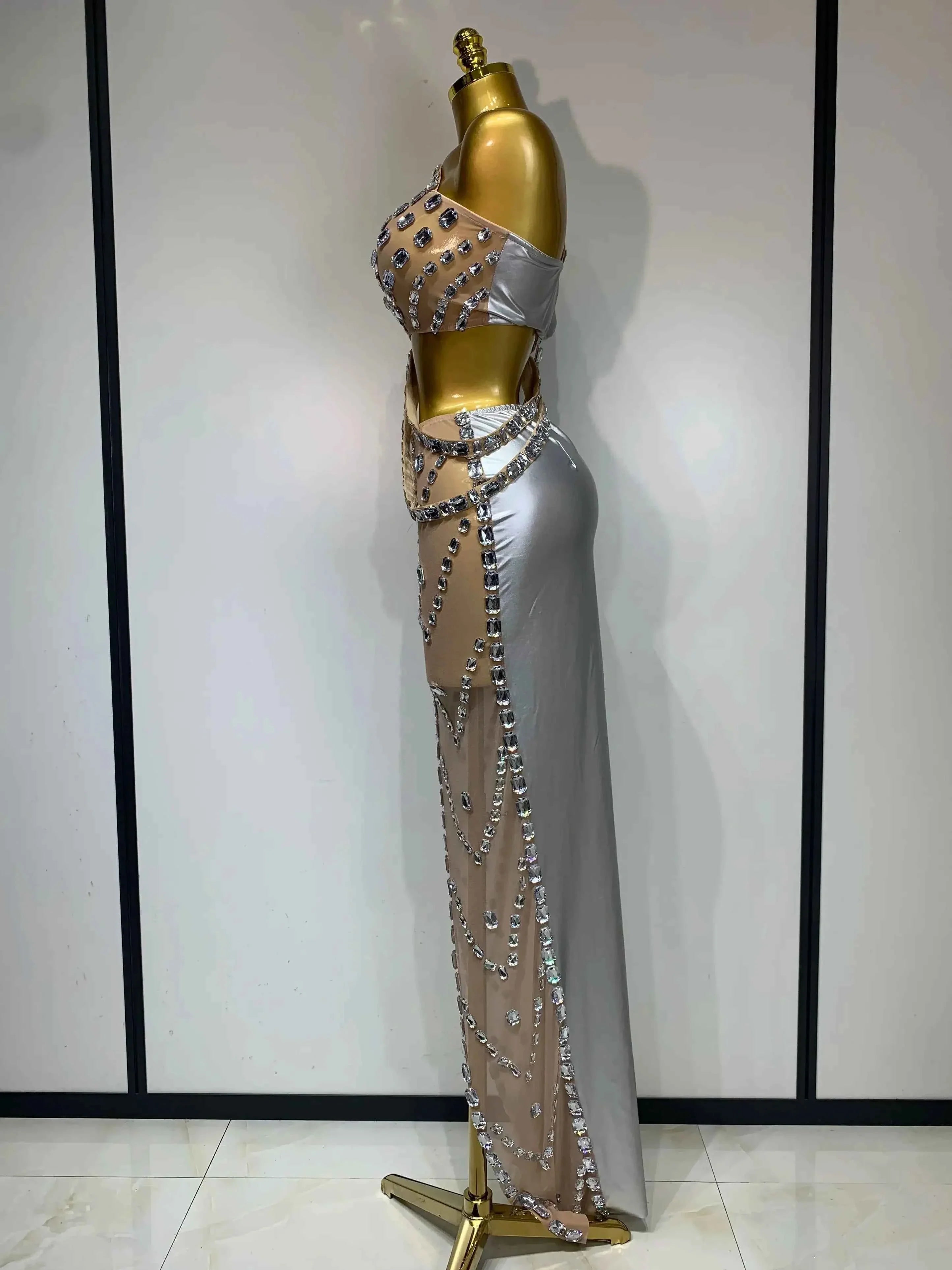 Angela Luxury Sparkling Rhinestones Two Piece Set