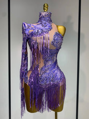 Celeste Purple Fringe Bodysuit