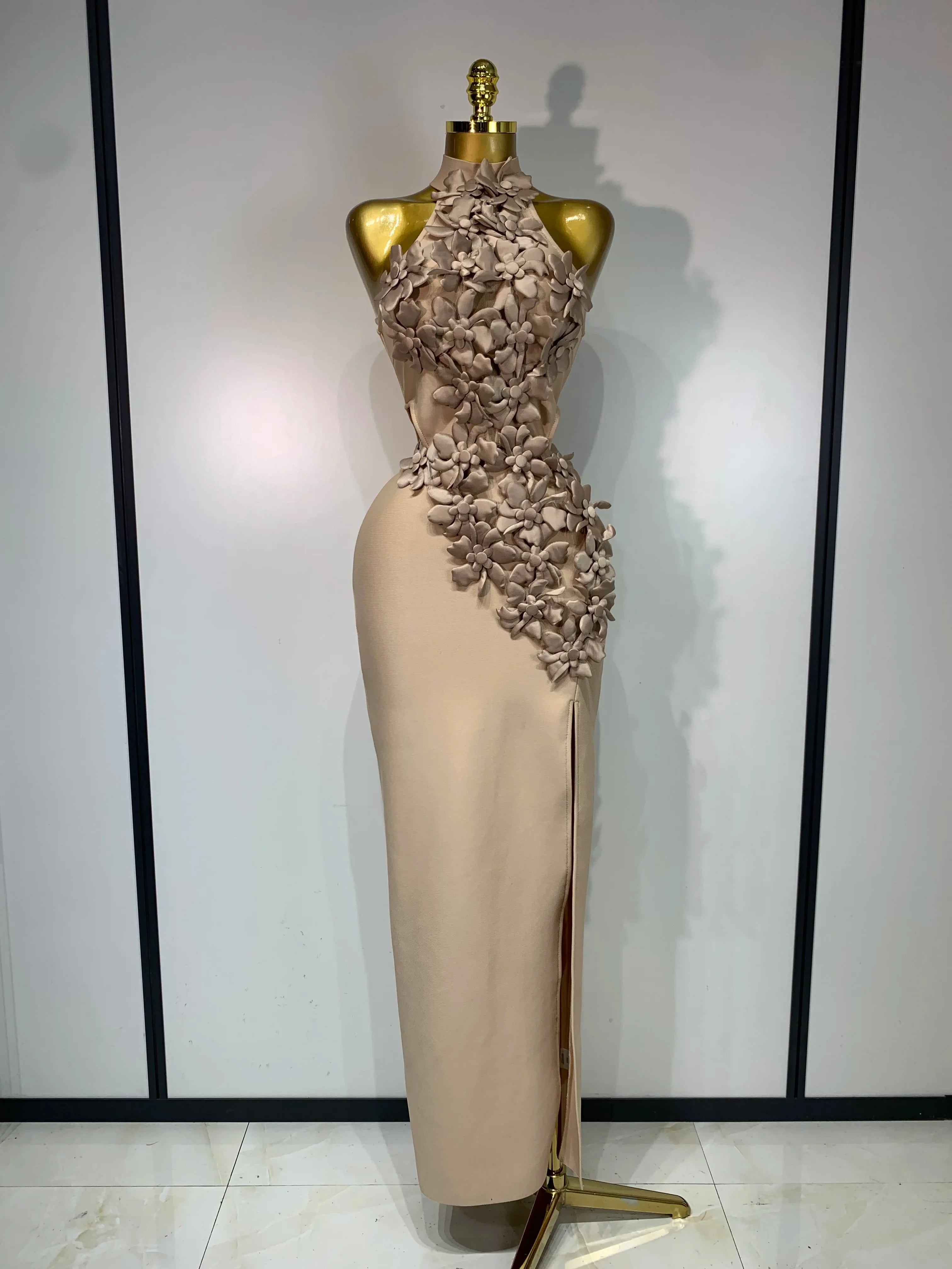 Ada Sexy Sleeveless Flower Hollow Out Evening Party Bandage Dress