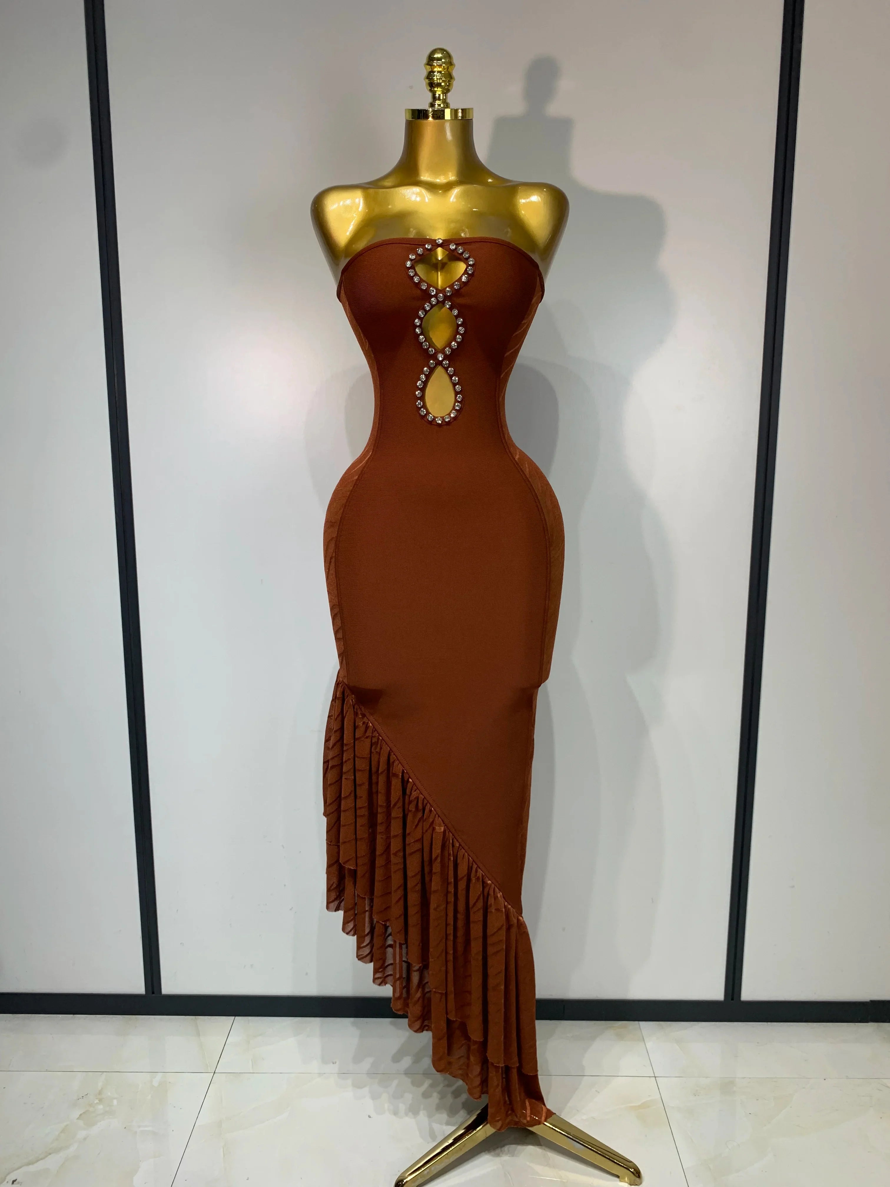 Angela Rhinestone Cut Out Bandage Dress