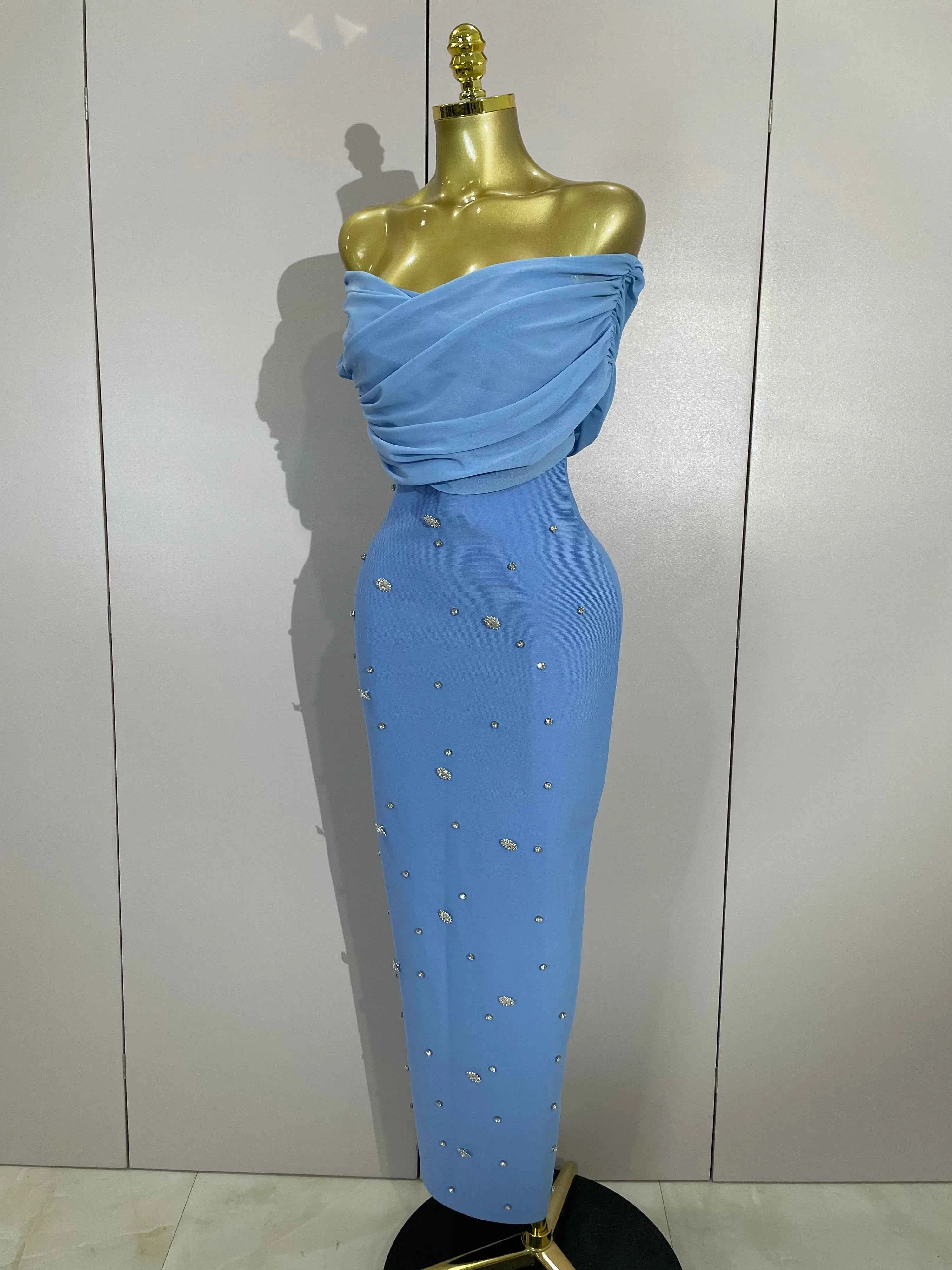 Crissy Crystal Sexy Off-The-Shoulder Bodycon Bandage Long Dress