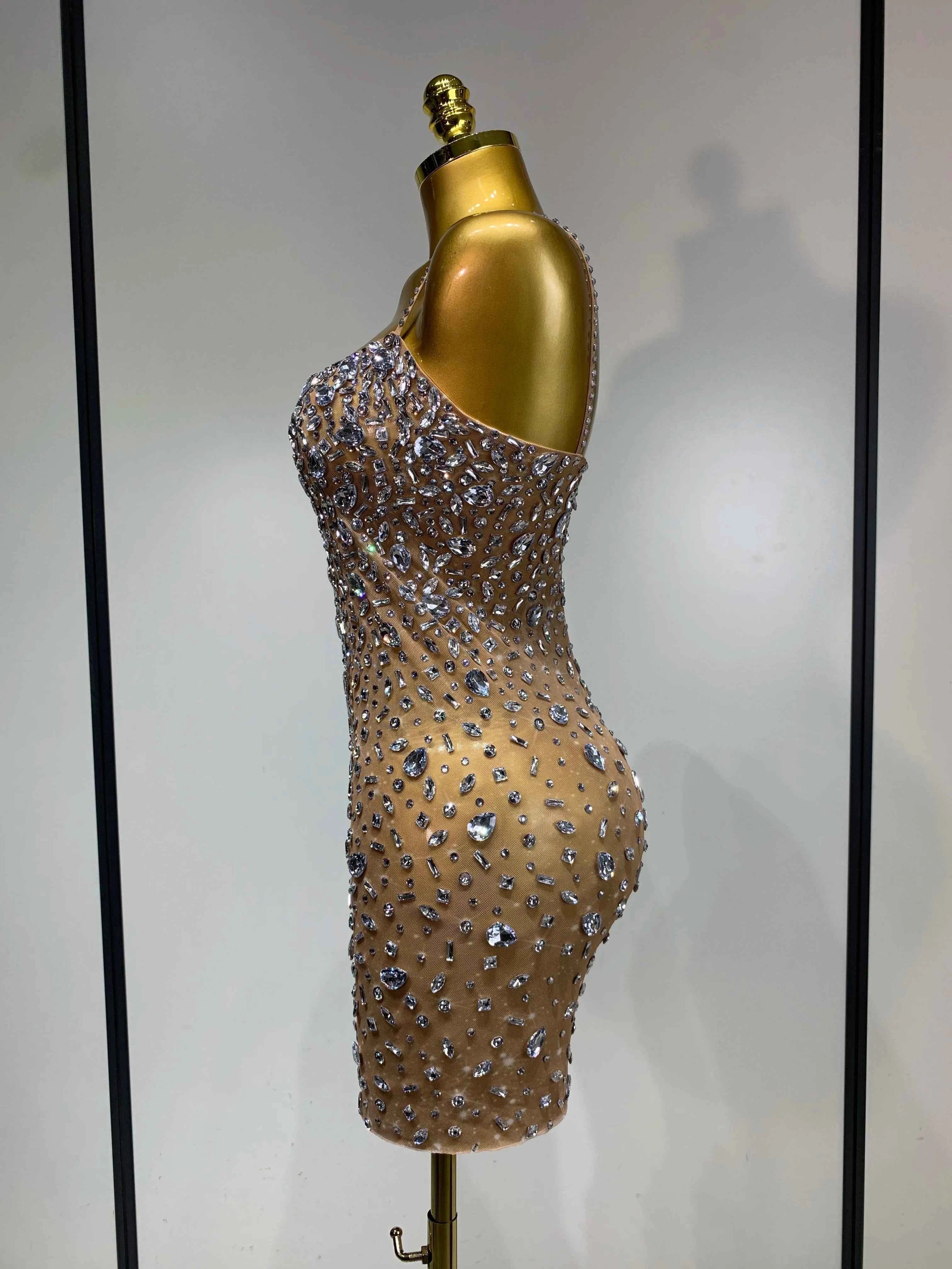 Cassandra Sleeveless Rhinestone Bodycon Mini Dress