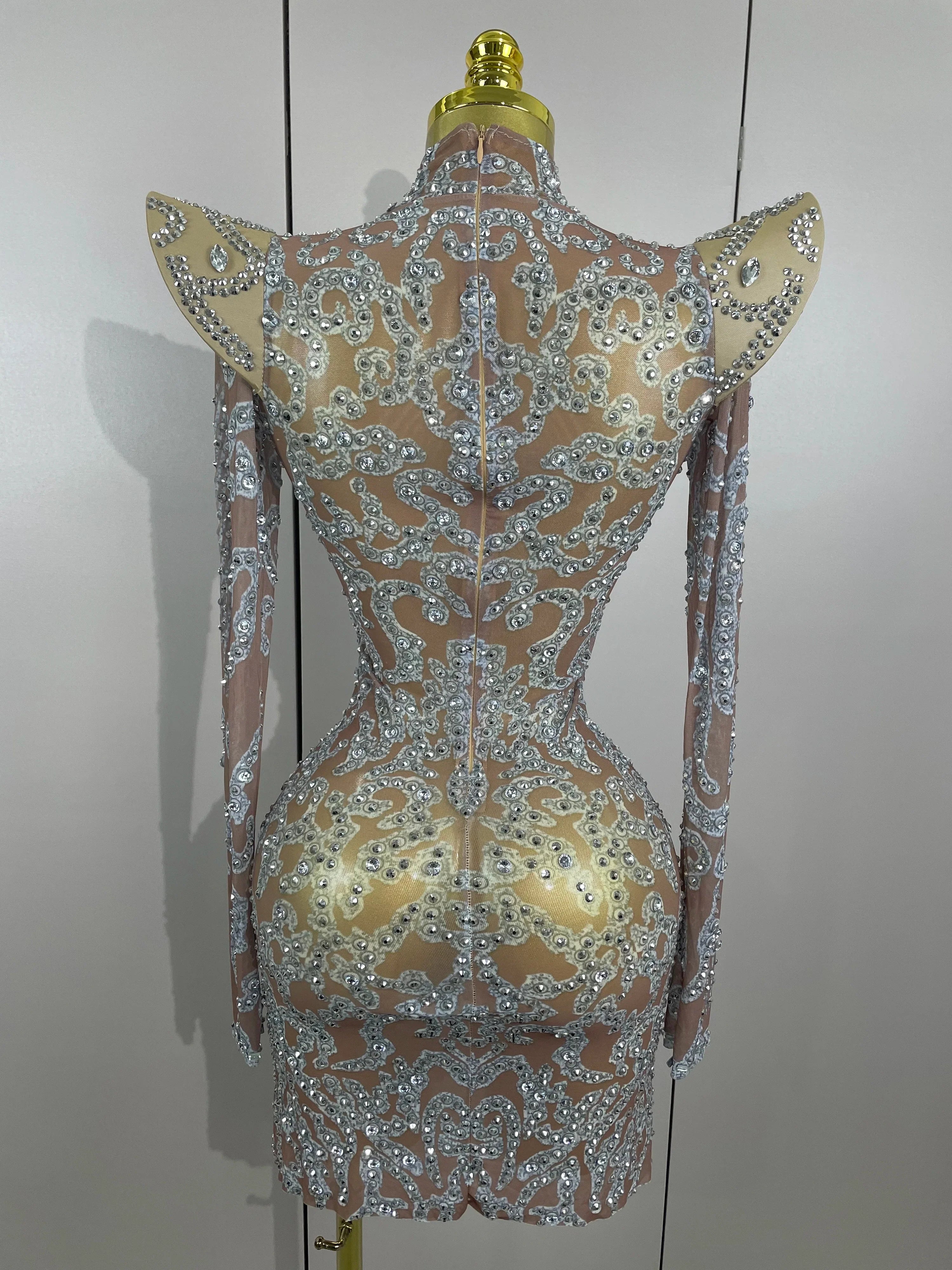 Camila Diamond High Shoulder Mini Dress