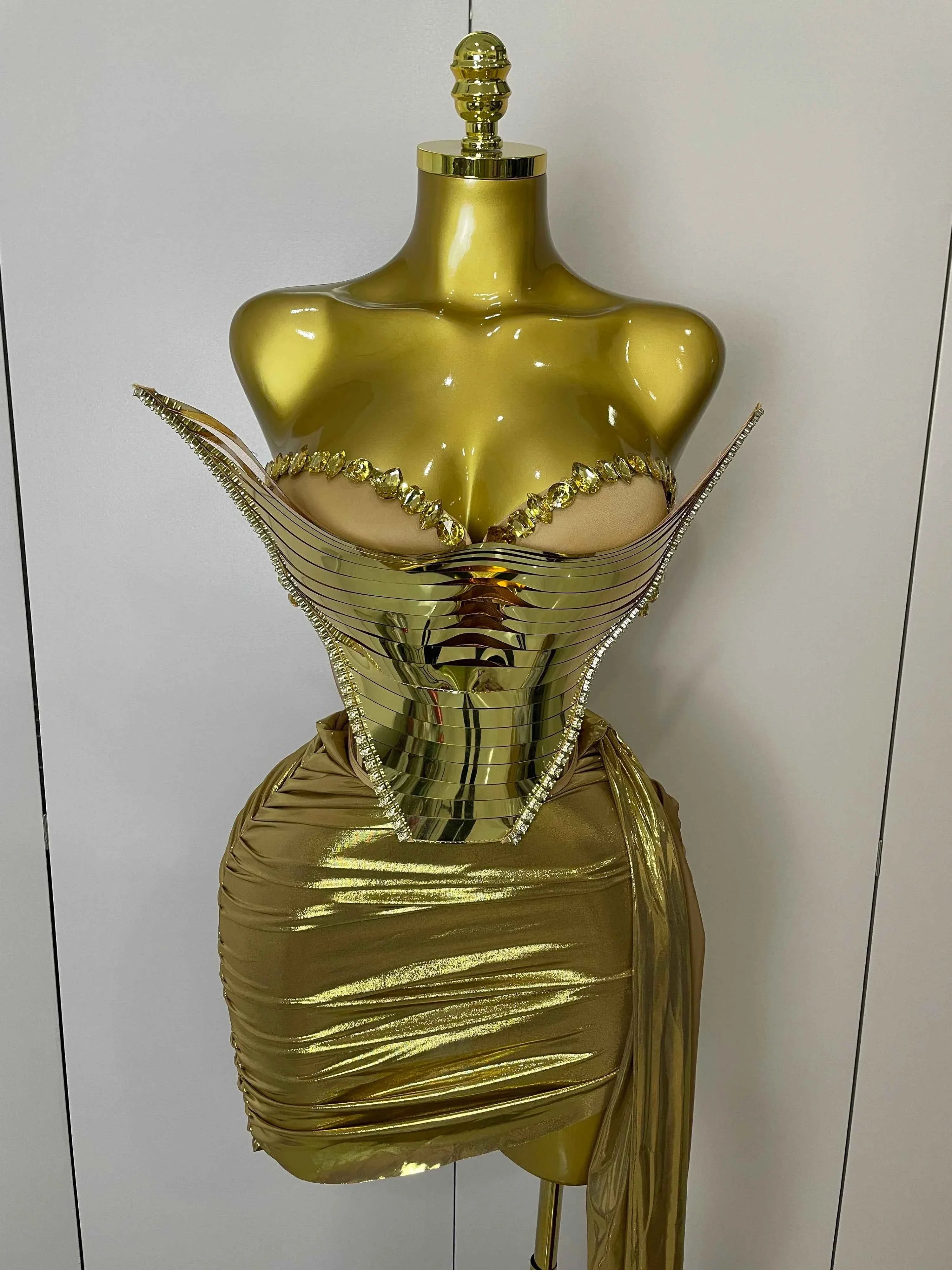 Belle Sexy Two-Piece Top with Sparkling Gold Sequins Birthday Outfit