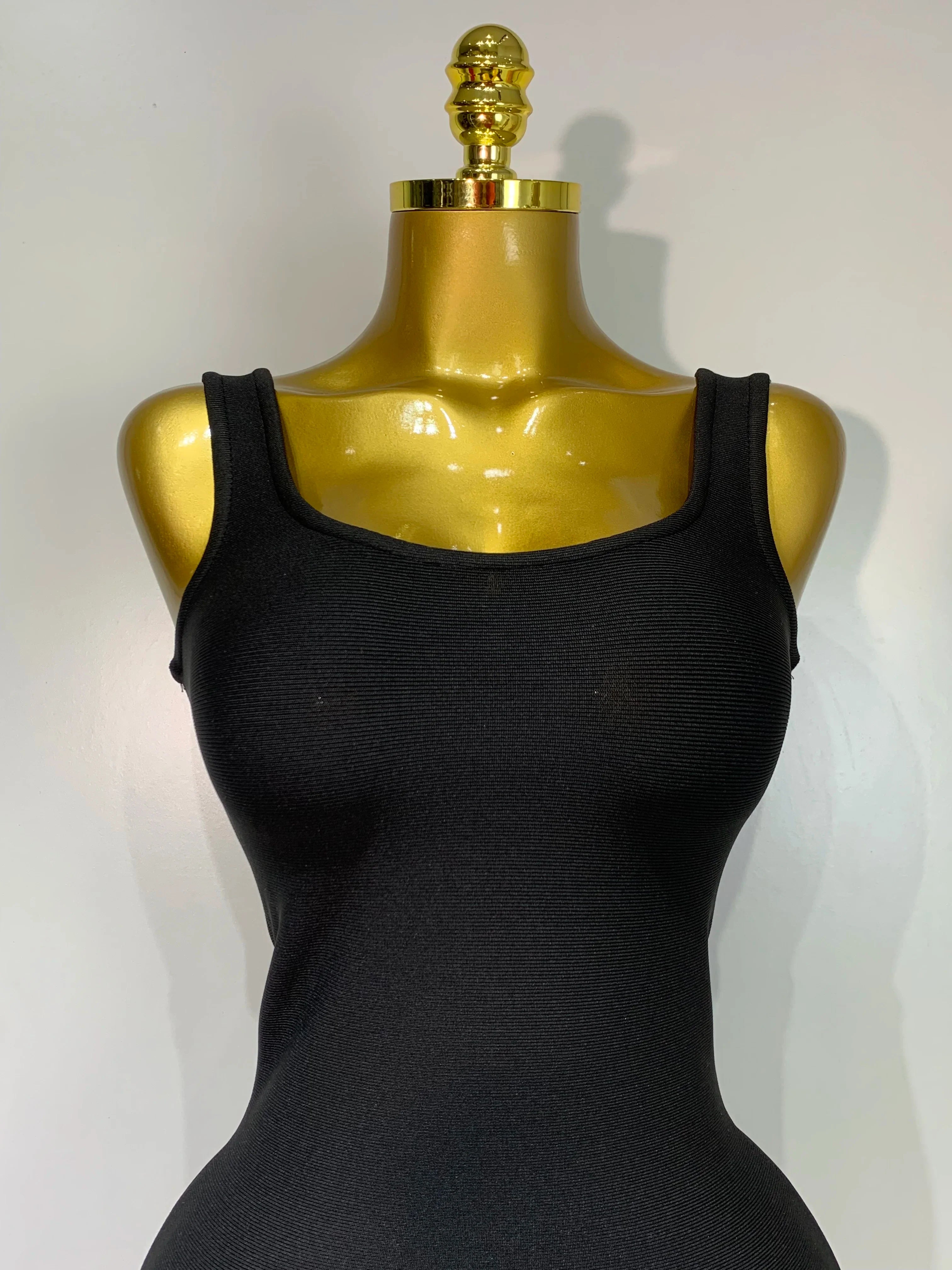 Dannie Spaghetti Strap Bodycon Black Ruffle Sleeveless Dress