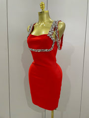Alicia Luxury Sexy Shining Diamond Backless Bandage Bodycon Mini Dress