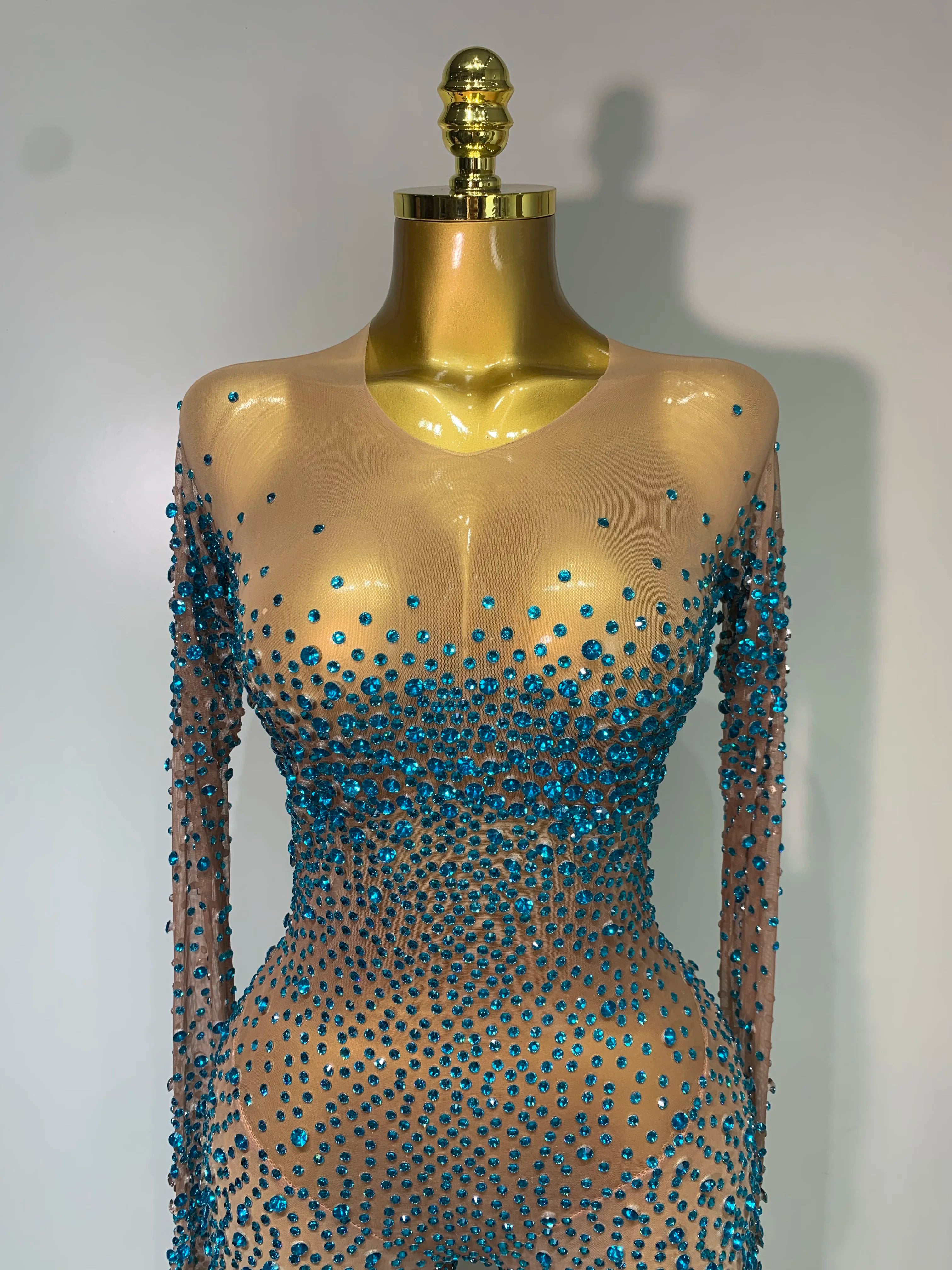 Brooke Luxury Rhinestones See Through Bodycon Jumpsuit