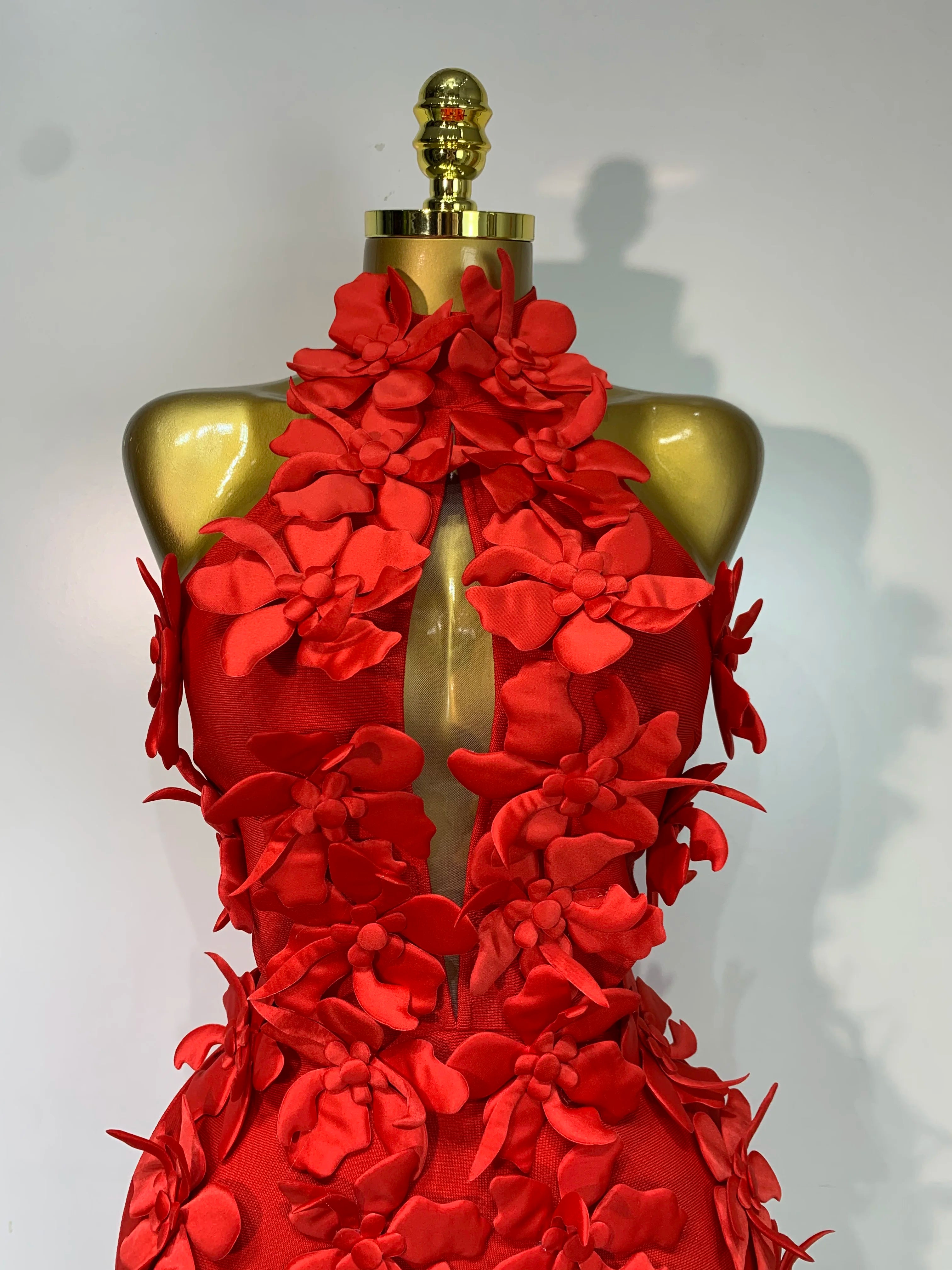 Ada Sexy Sleeveless Flower Hollow Out Evening Party Bandage Dress