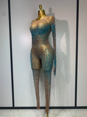 Brooke Luxury Rhinestones See Through Bodycon Jumpsuit