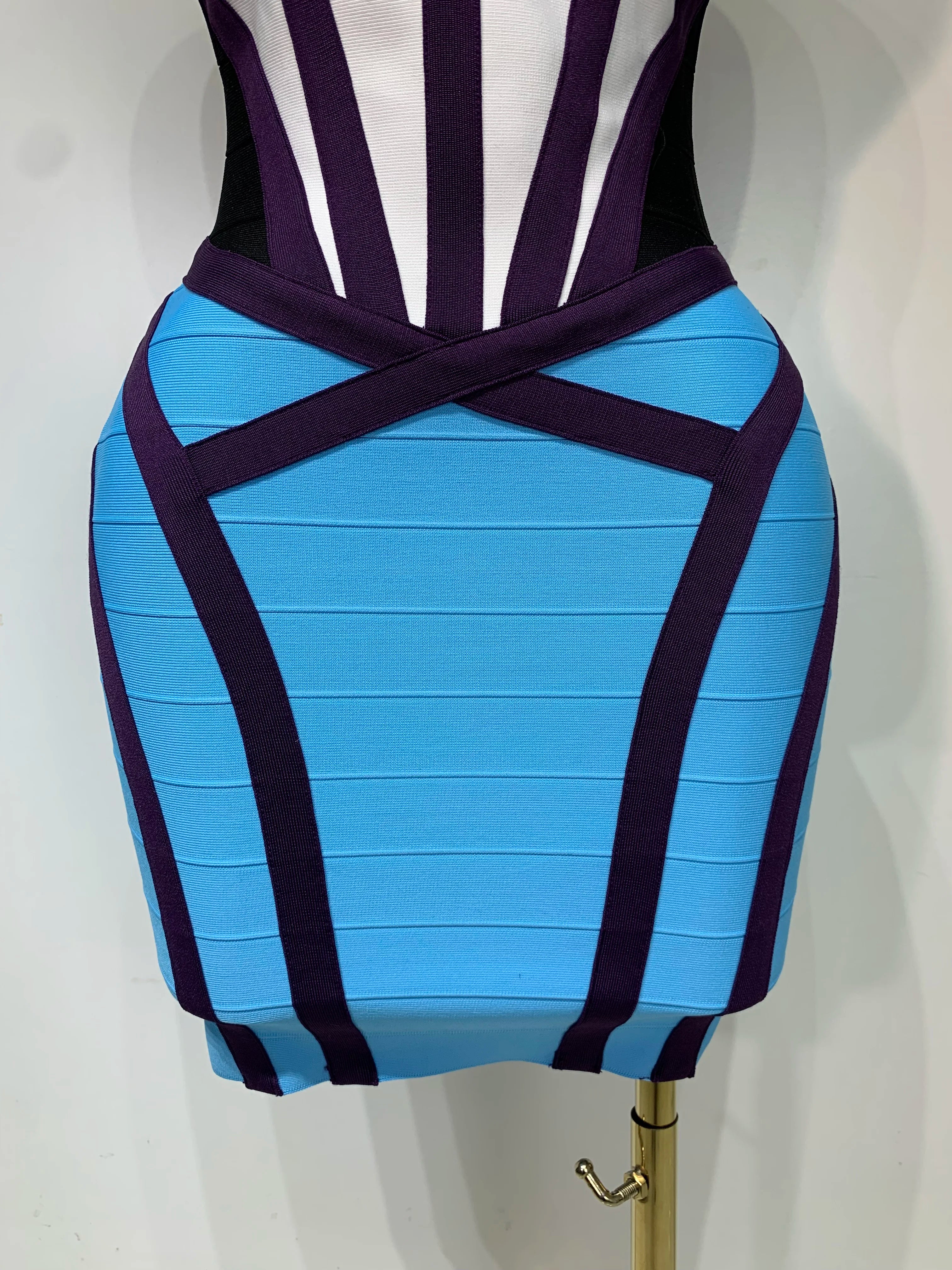 Andrea Sexy Bodycon Patchwork Mini Bandage Dress for Women