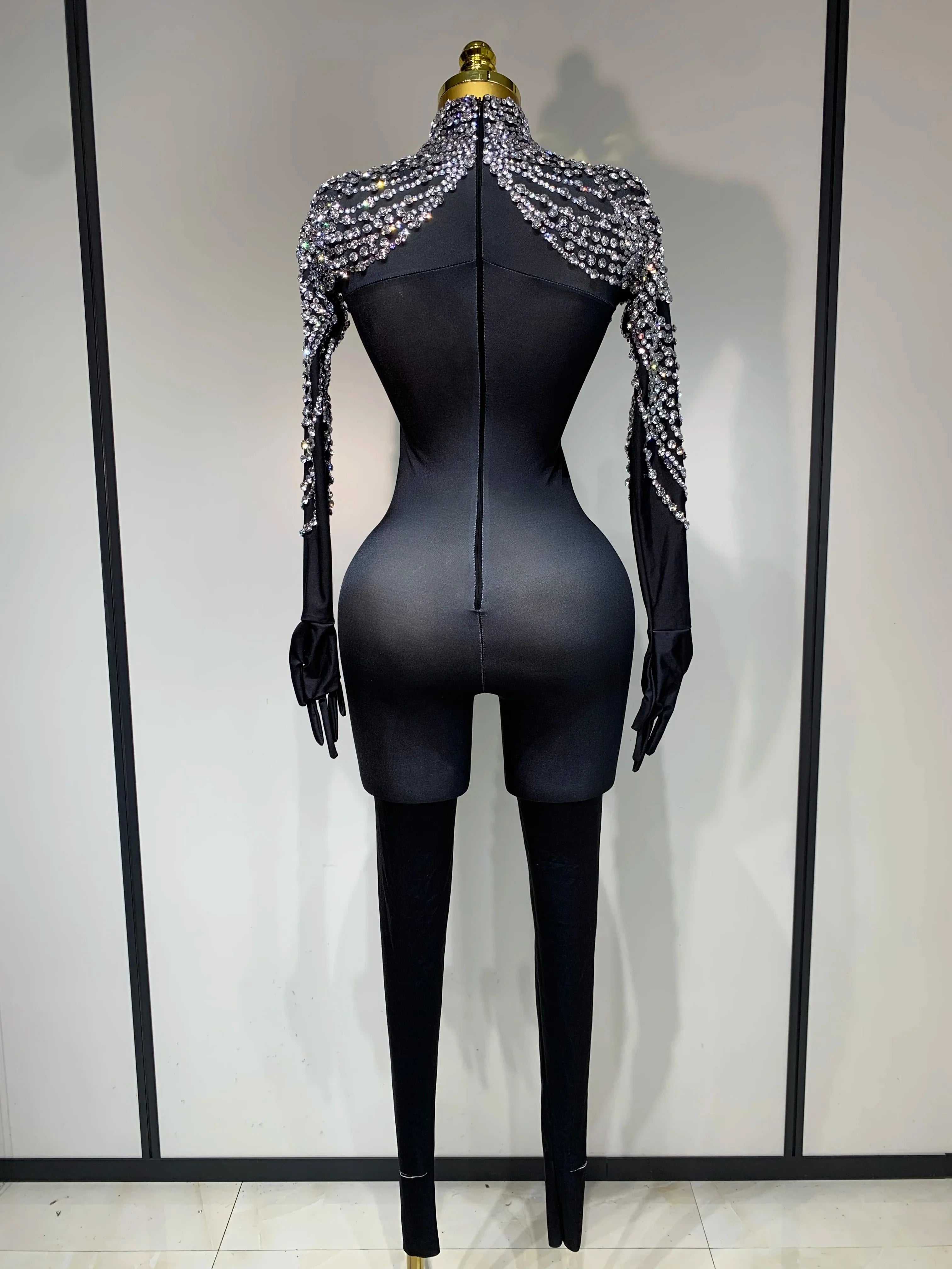 Audre Luxury Rhinestone Stretch Jumpsuit
