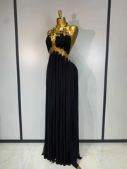Alyn Sexy Cutout Backless White Black Maxi Long Dress