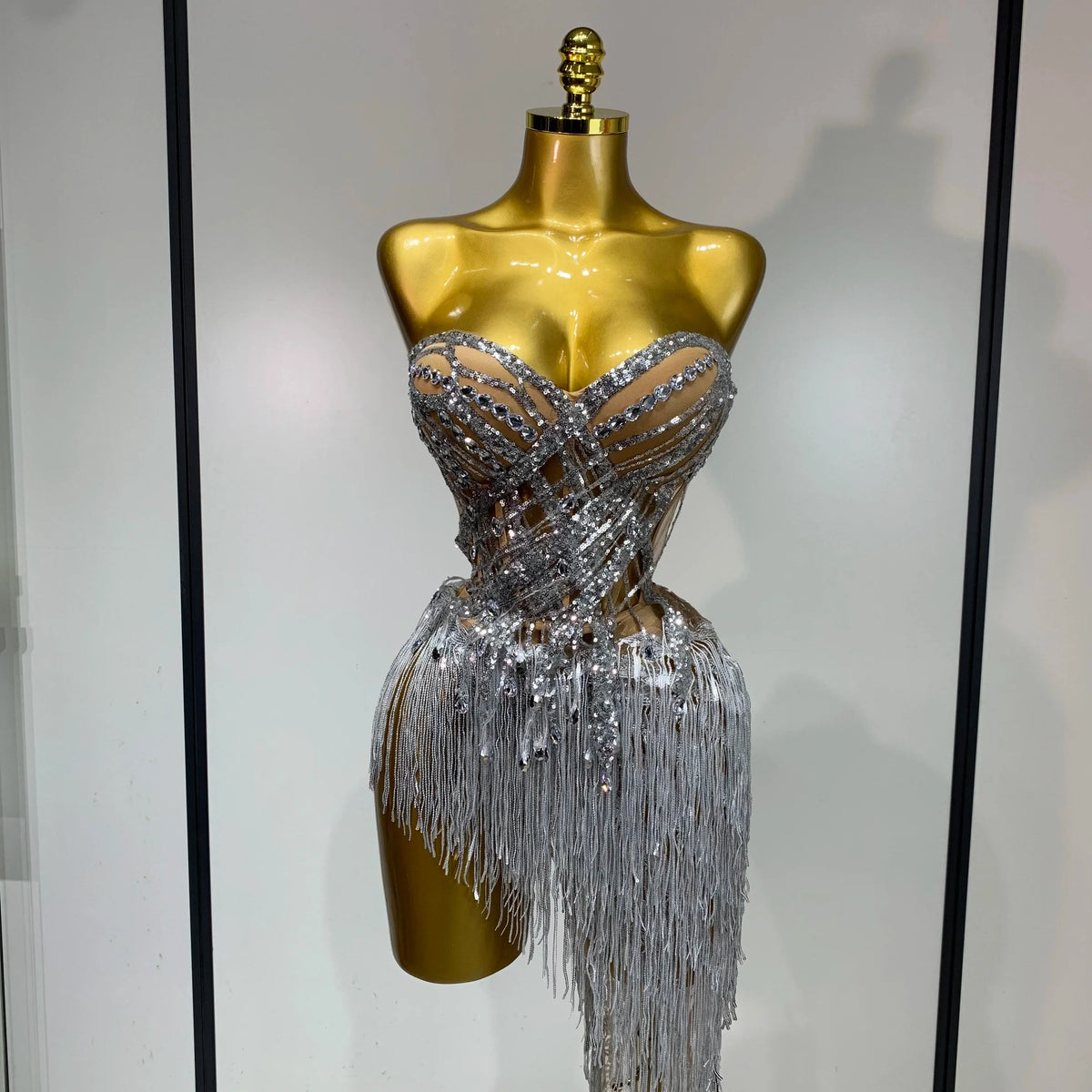 Azelie Sexy Sparkly Diamond Tassel Two Piece Set Evening Outfit