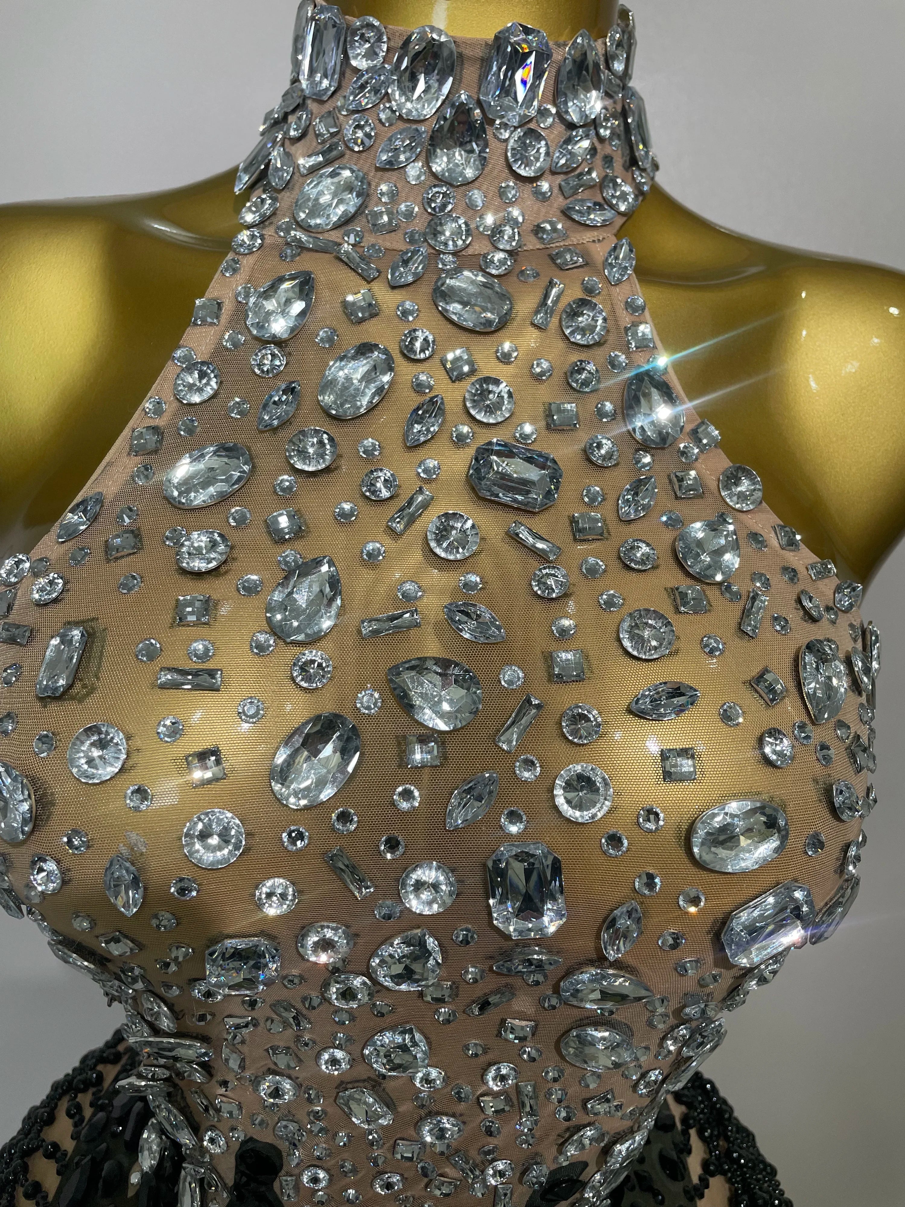 Avenly Sparkly Crystals Beading Mini Dress
