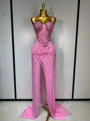 Billie Sparkly Pink Crystal Maxi Dress