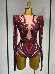Alexis Sexy Sparkly Rhinestone Crystal Leotard Bodysuit