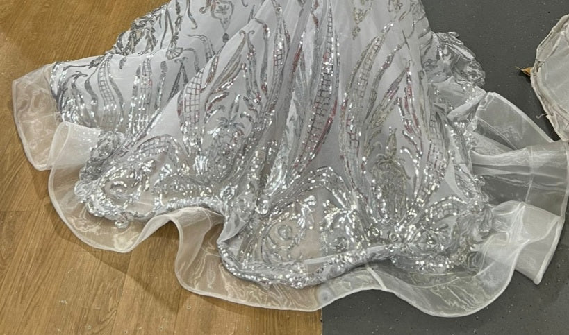 Crystal Beading Spaghetti Sequined Lace Prom Dress