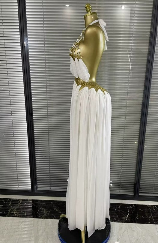 Charlotte Halter Sequined Circle Prairie Long Maxi Dress