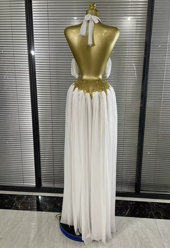 Charlotte Halter Sequined Circle Prairie Long Maxi Dress