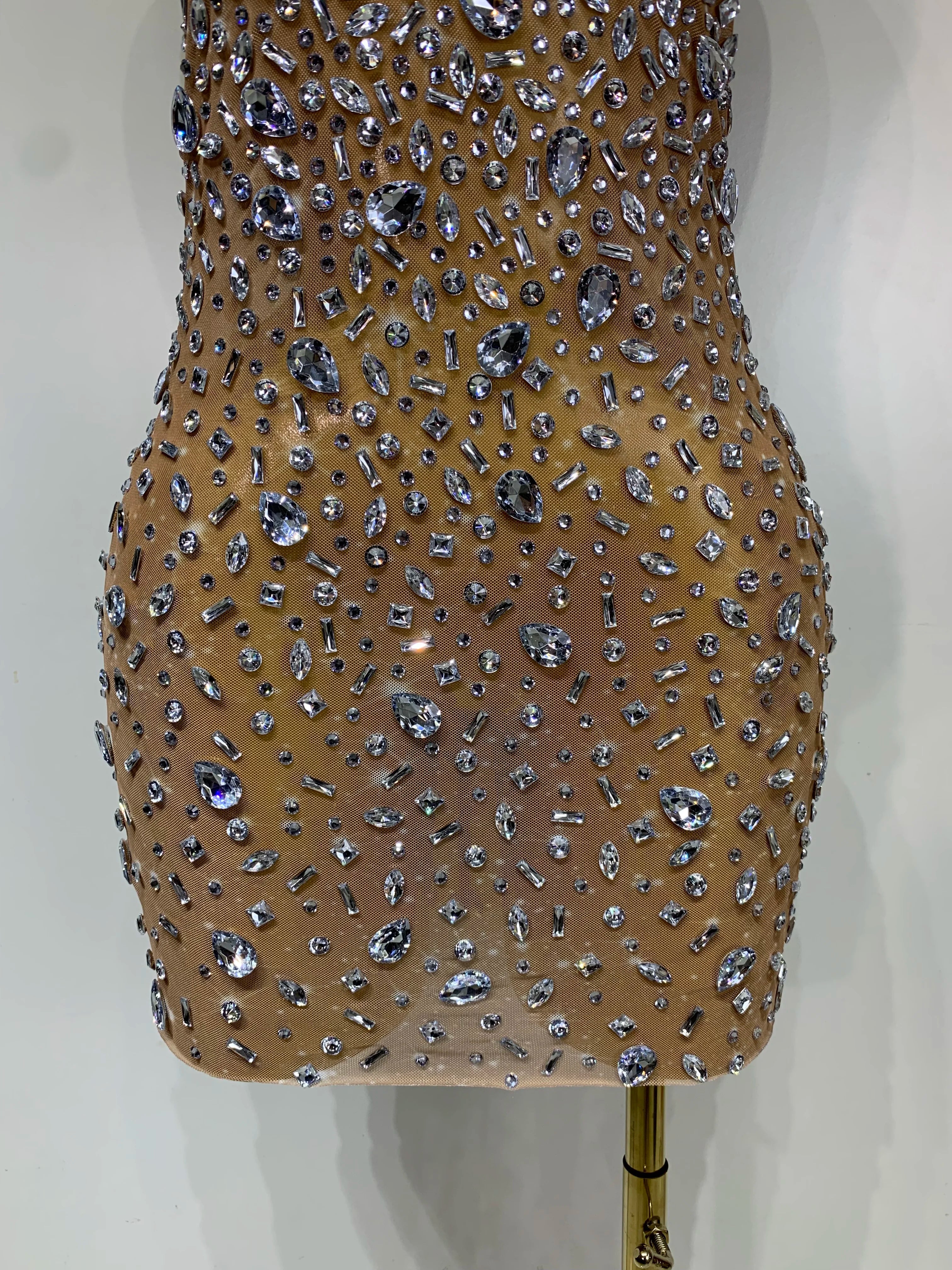 Cassandra Sleeveless Rhinestone Bodycon Mini Dress