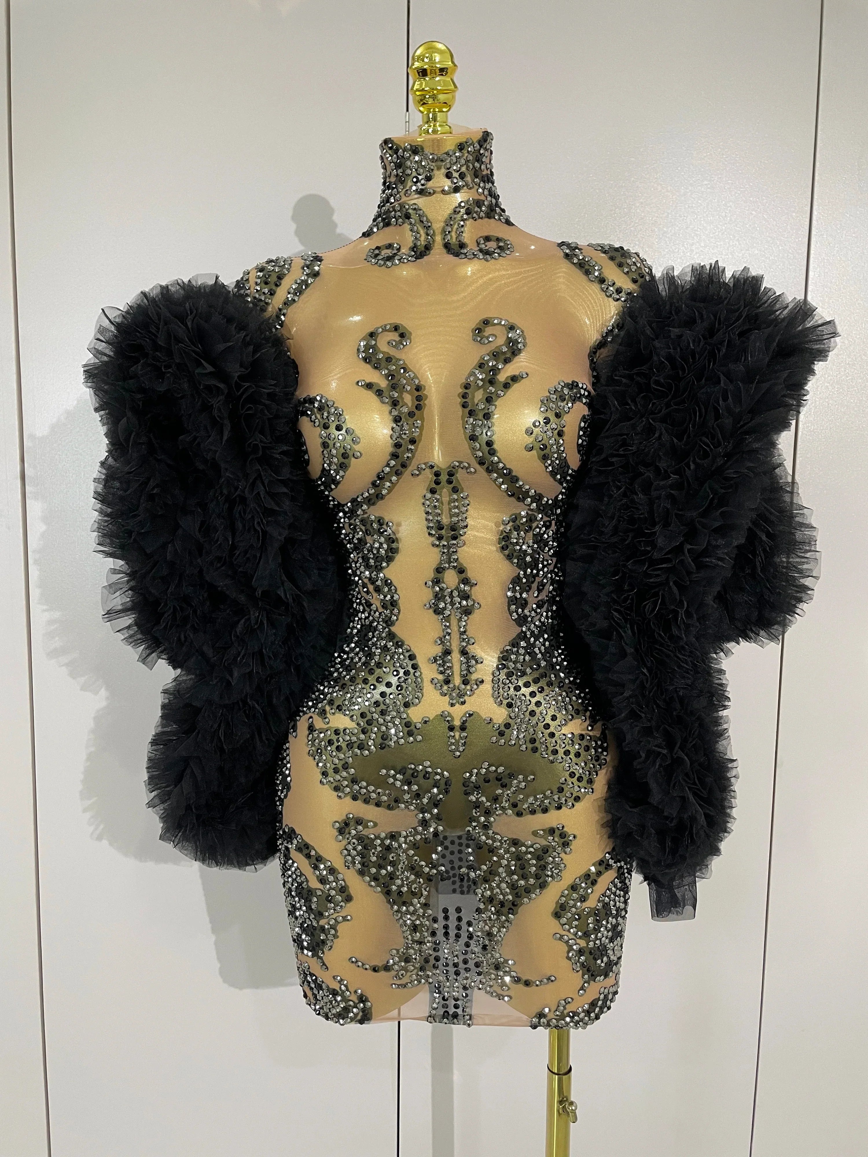 Cora Black Sparkly Mini Dress