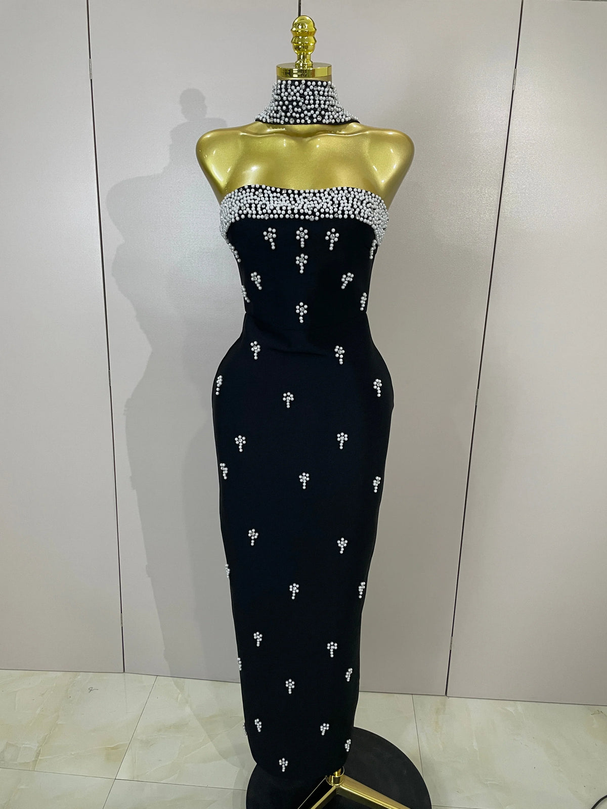 Carole Diamond Strapless Bandage Maxi Dress