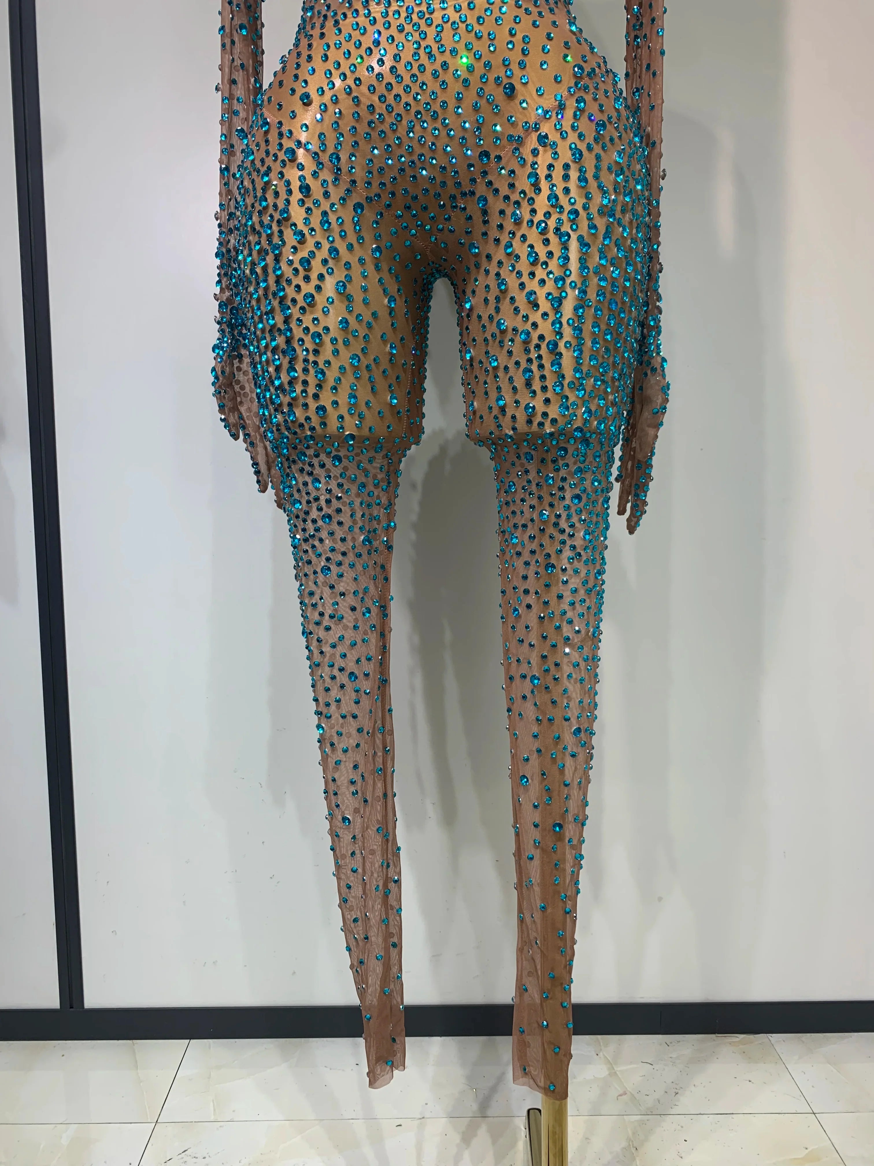 Brooke Luxury Rhinestones See Through Bodycon Jumpsuit