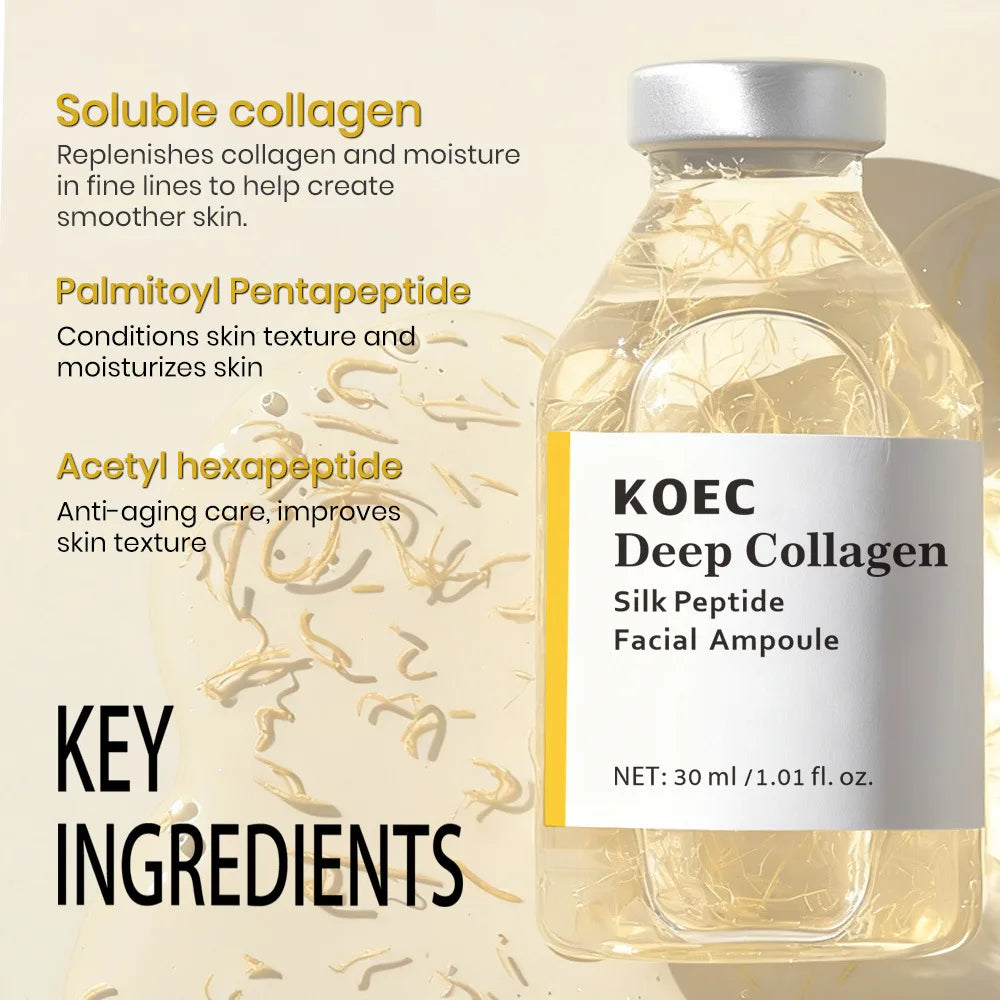 Deep Collagen Silk Peptide Intensive Lifting Ampoule Korean Anti-Aging Serum for Face with Collagen Skin Tightening & Firming