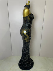 Alana Sparkly Pearl Sequin Backless Evening Dress