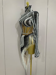 Bree Shiny Sequin Tassel Mesh 2-Piece Set