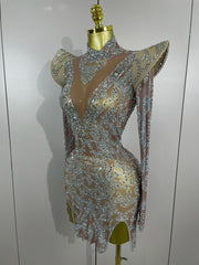 Camila Diamond High Shoulder Mini Dress
