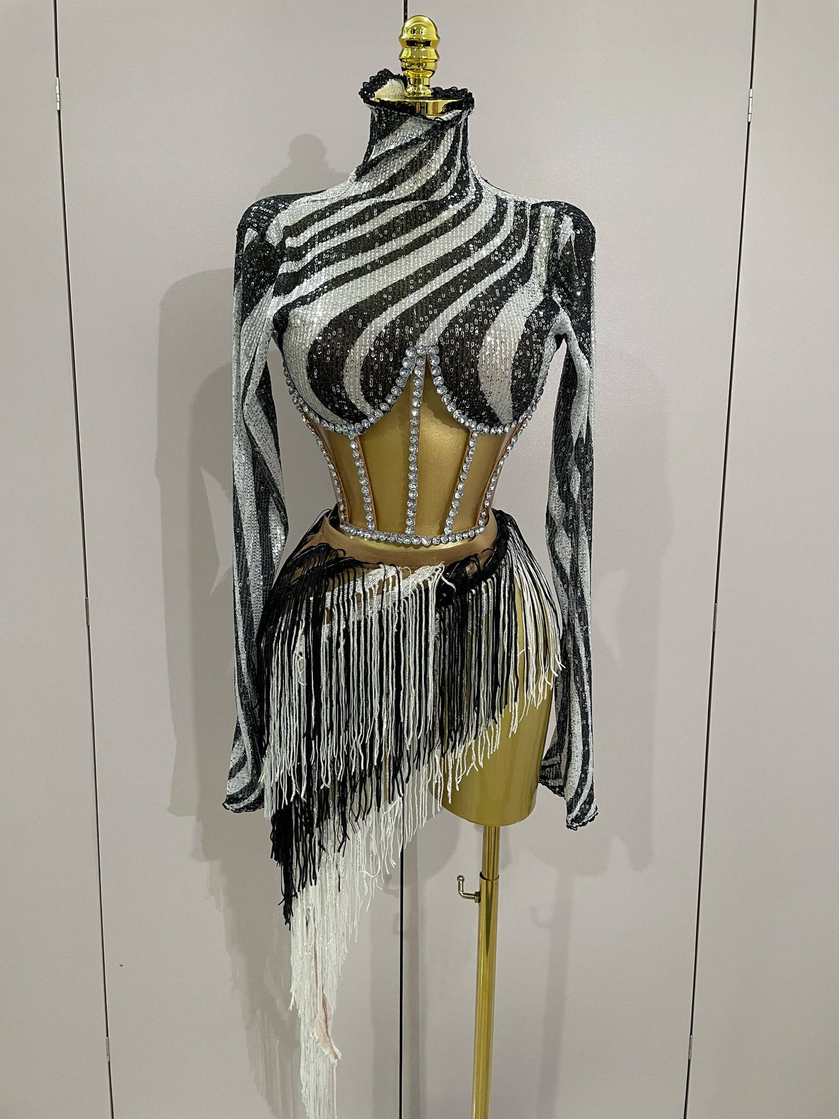 Bree Shiny Sequin Tassel Mesh 2-Piece Set