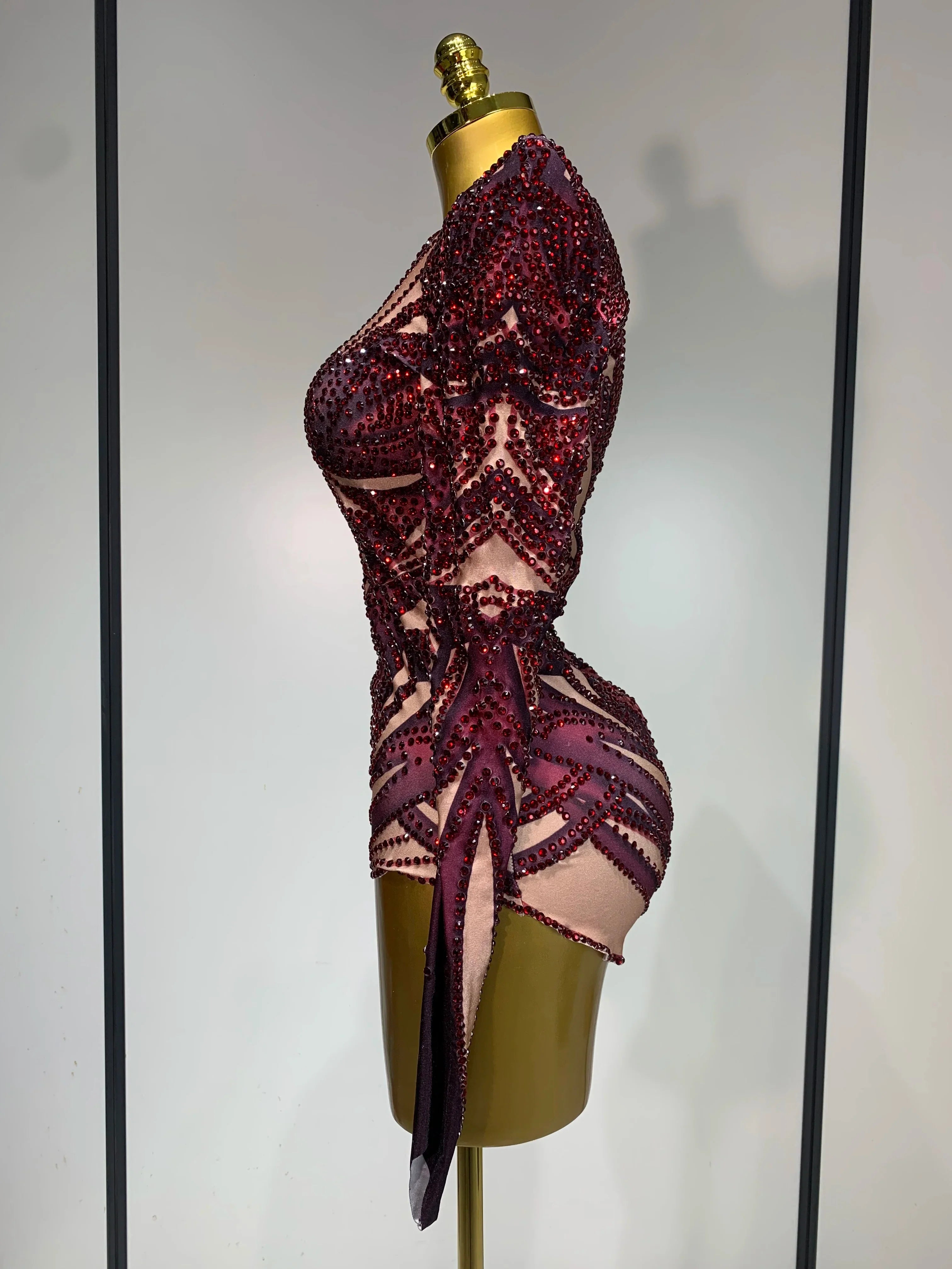 Alexis Sexy Sparkly Rhinestone Crystal Leotard Bodysuit