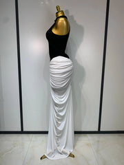 Camille Patchwork Sleeveless Ruched Bodycon Maxi Dress