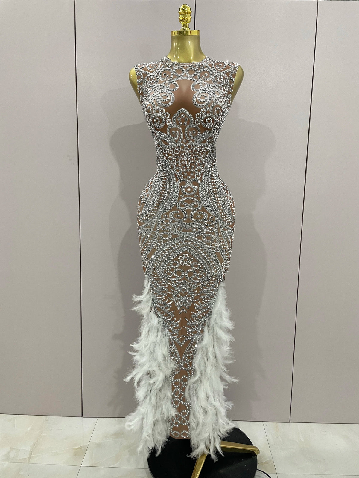 Ari Feather Evening Dress