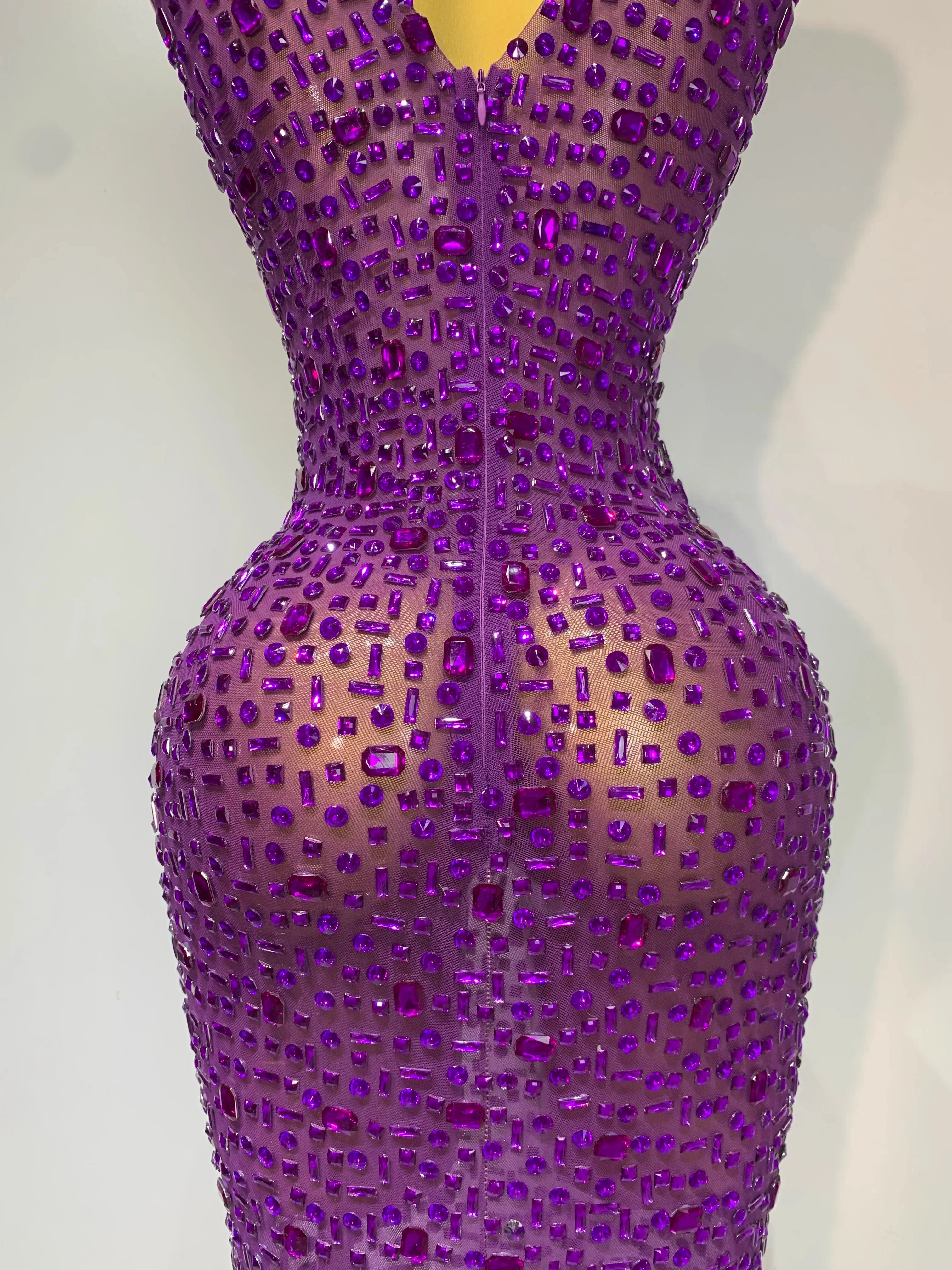 Cameron Sparkly Rhinestone Sleeveless Stretch Long Dress