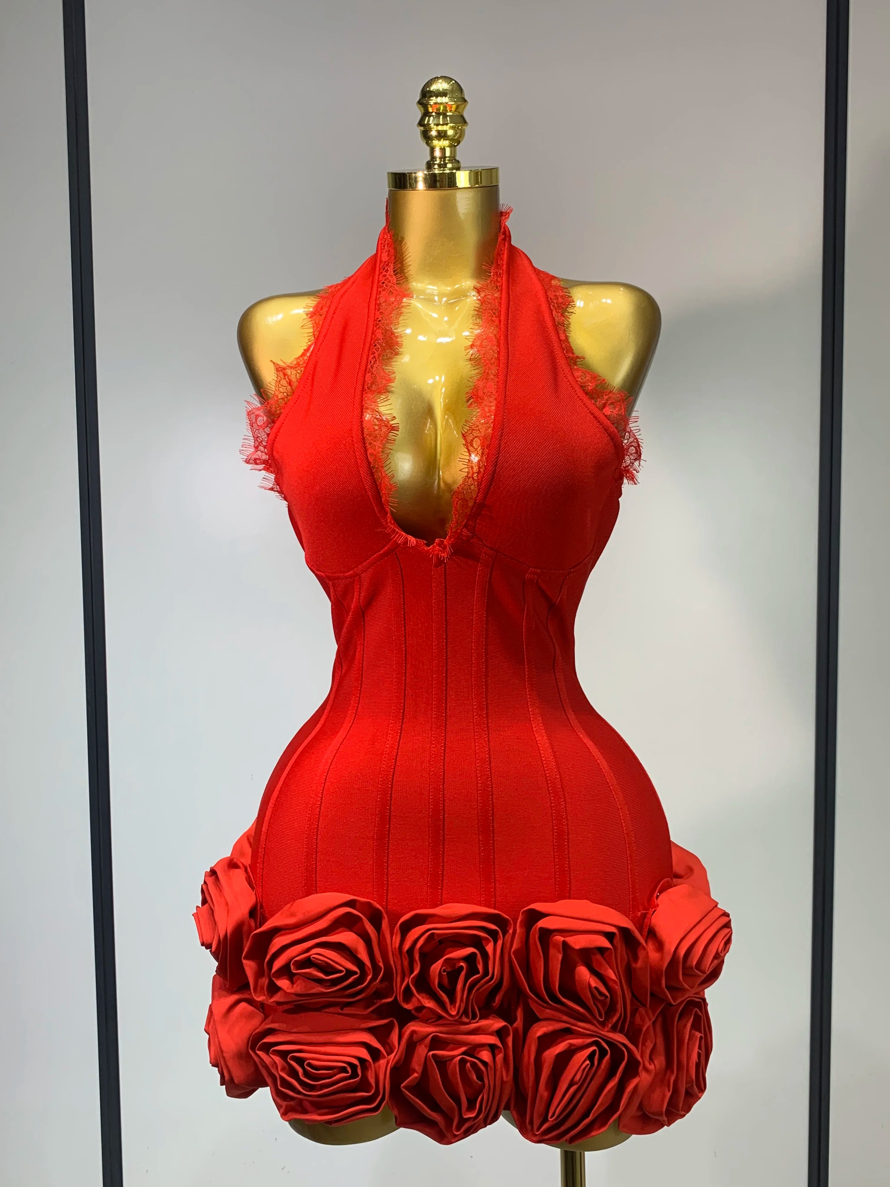 Alessia Halter Applique Bandage Dress