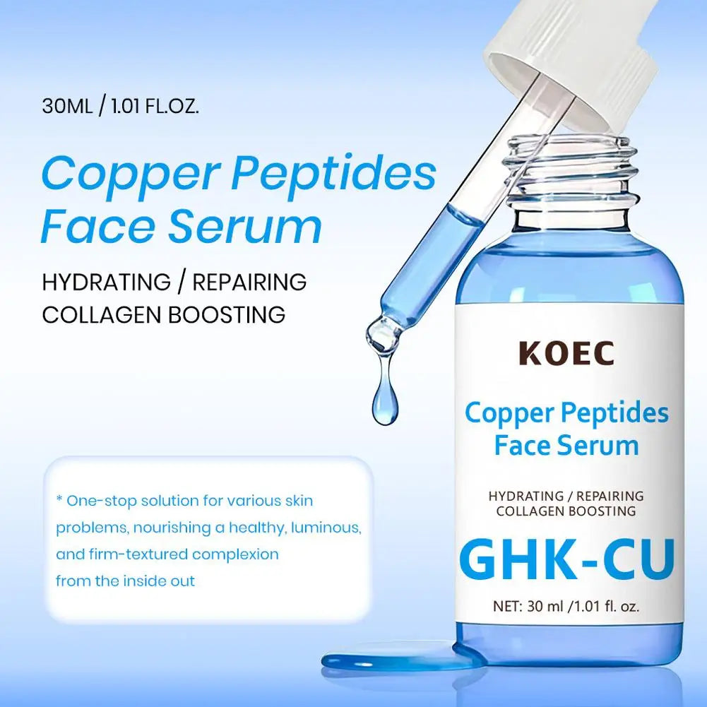 30ml GHK-CU Blue Copper Peptides Face Serum Hydrating Repairing Collagen Boosting PDRN Peptide Serum Adenosine Caffeine Essence