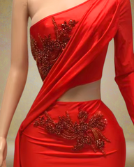 Denise One Shoulder Long Sleeve Mini Rhinestone Birthday Dress