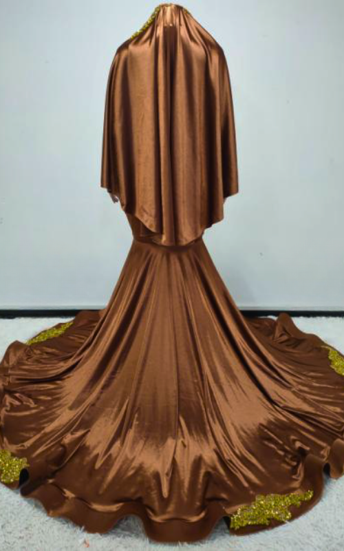 Cleo Beaded Mermaid Prom Dress w/ Detachable Beaded Cape - Ready to Ship