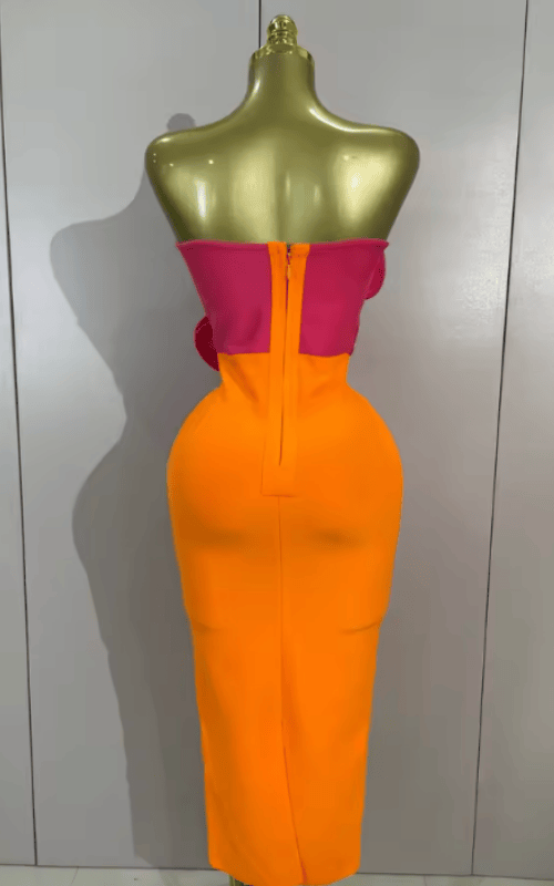 Carmella Elegant Floral Strapless Backless Bodycon Bandage Long Dress